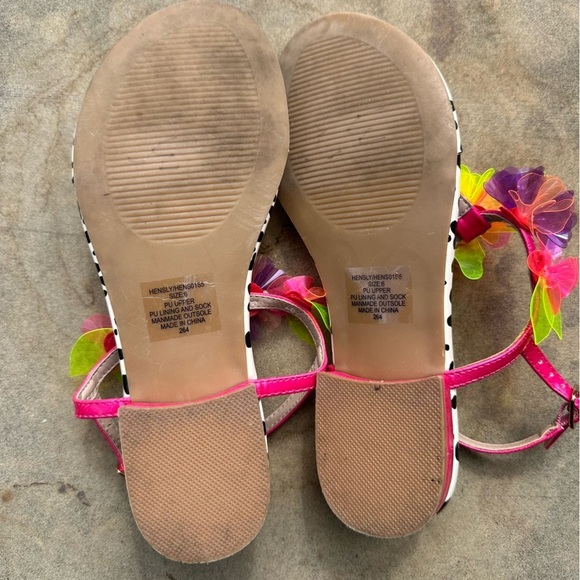 Betsey Johnson Hensly Fuchsia Multi Neon Flat Sandal Jelly Flowers​​ Size 6 EUC - Picture 6 of 7